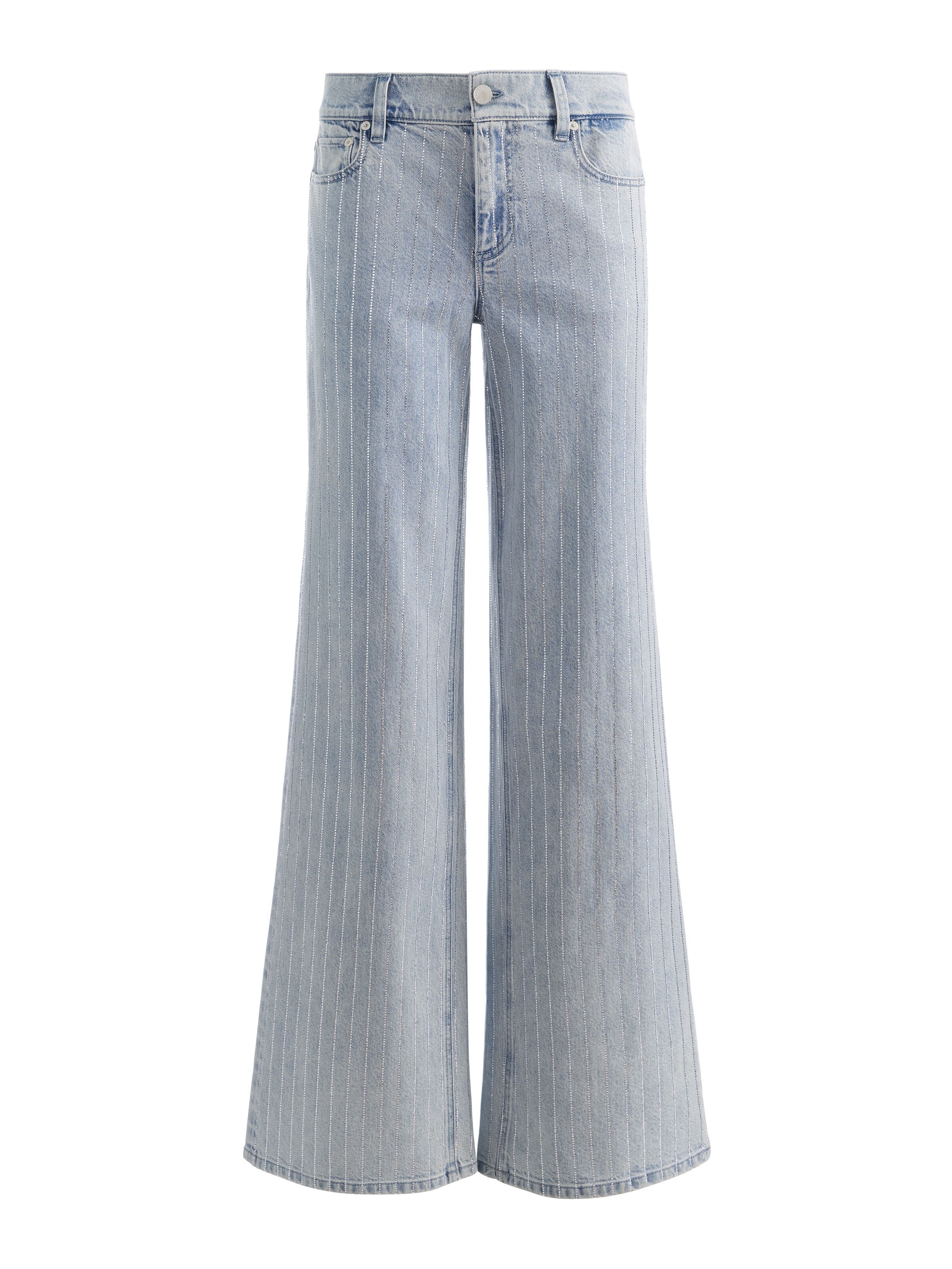 AMAZING EMBELLISHED JEAN-ROCKSTAR BLUE/CLEAR CRYSTAL PI-ALICE + OLIVIA