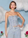 KELCEY STRAPLESS EMBELLISHED DENIM VEST-ALICE + OLIVIA
