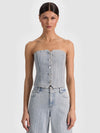 KELCEY STRAPLESS EMBELLISHED DENIM VEST-ALICE + OLIVIA