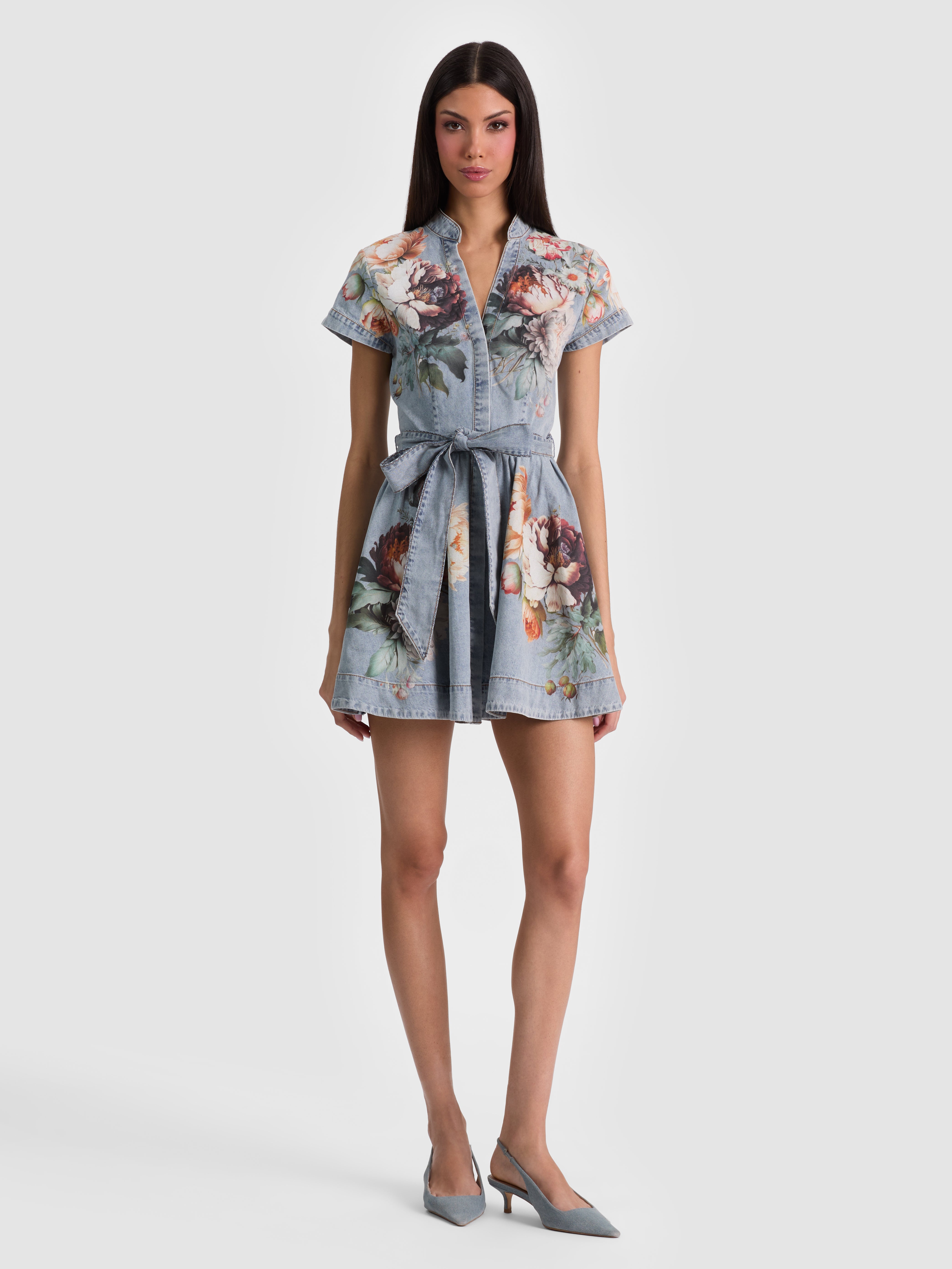 LUCY MINI DENIM SHIRT DRESS-ALICE + OLIVIA