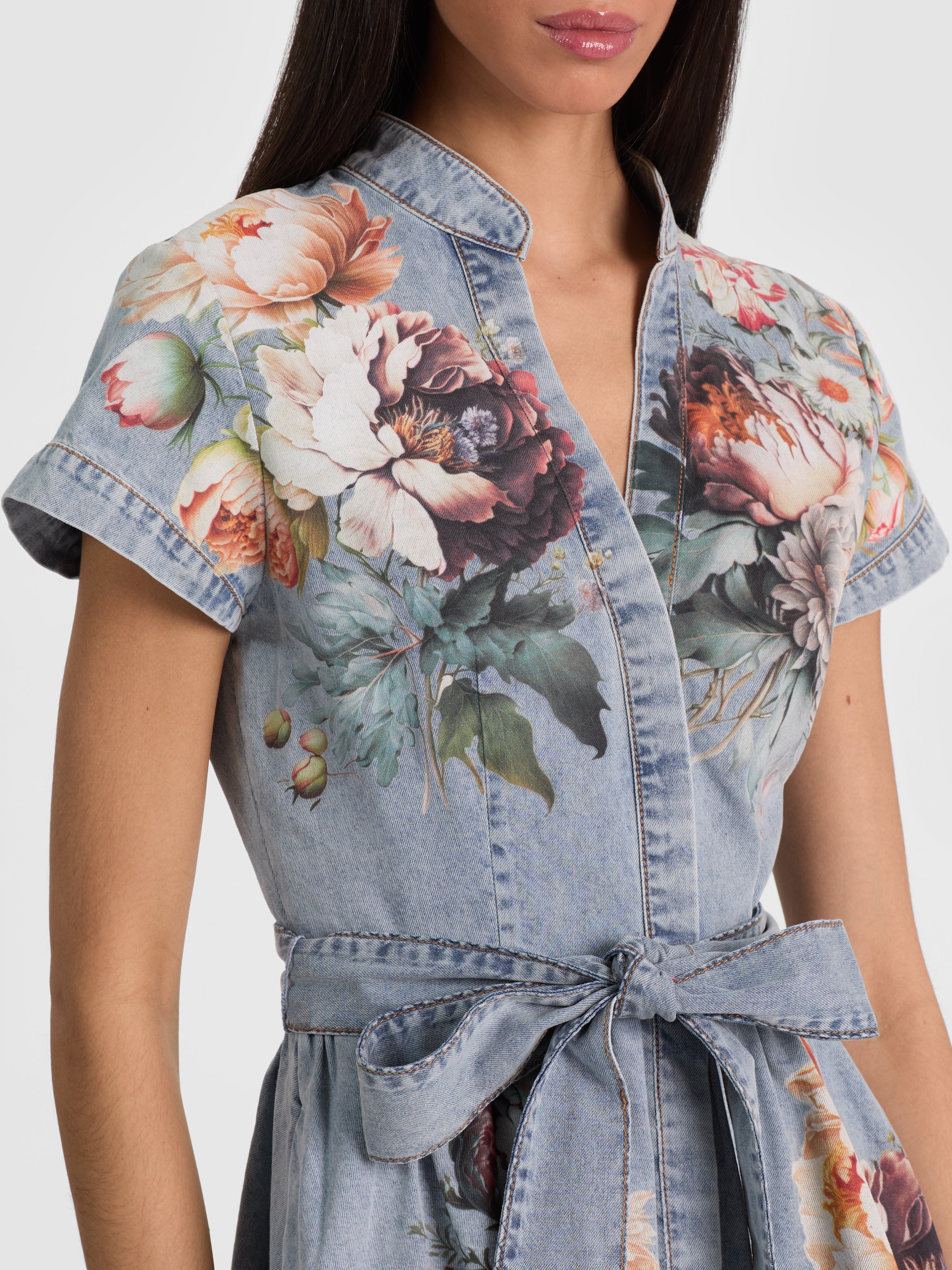 LUCY MINI DENIM SHIRT DRESS-ALICE + OLIVIA