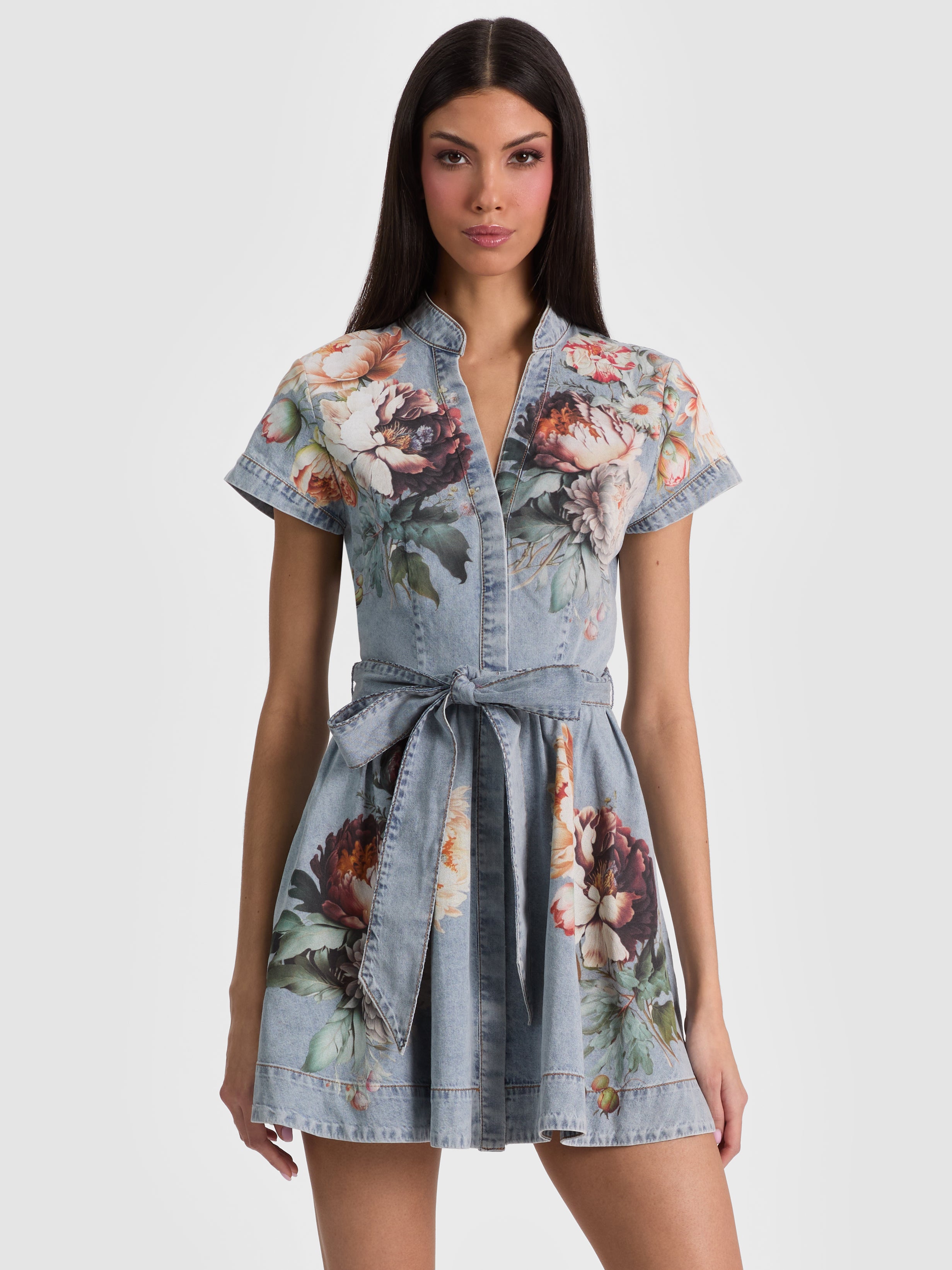 LUCY MINI DENIM SHIRT DRESS-ALICE + OLIVIA