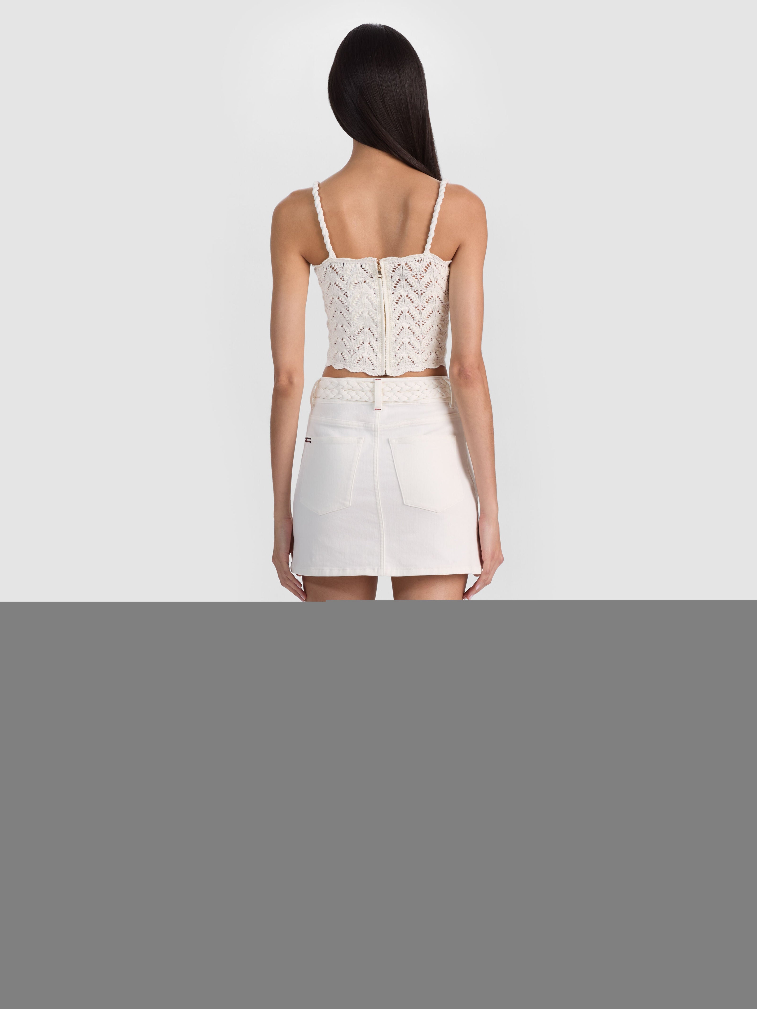 KARI DENIM MINI SKIRT-OFF WHITE-ALICE + OLIVIA