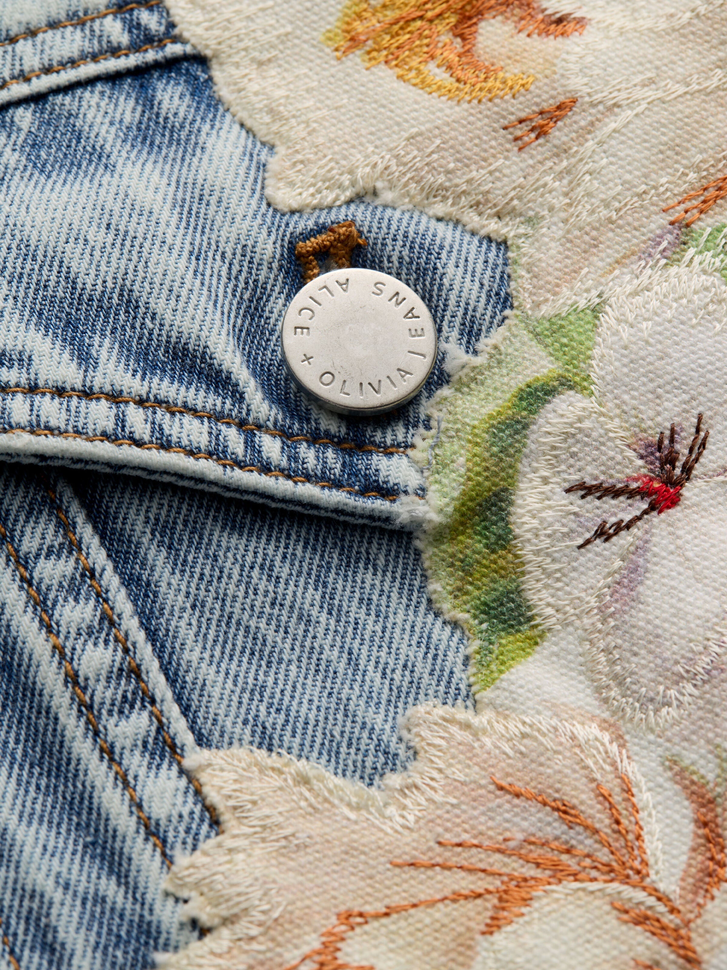 CHLOE EMBROIDERED DENIM JACKET-ALICE + OLIVIA