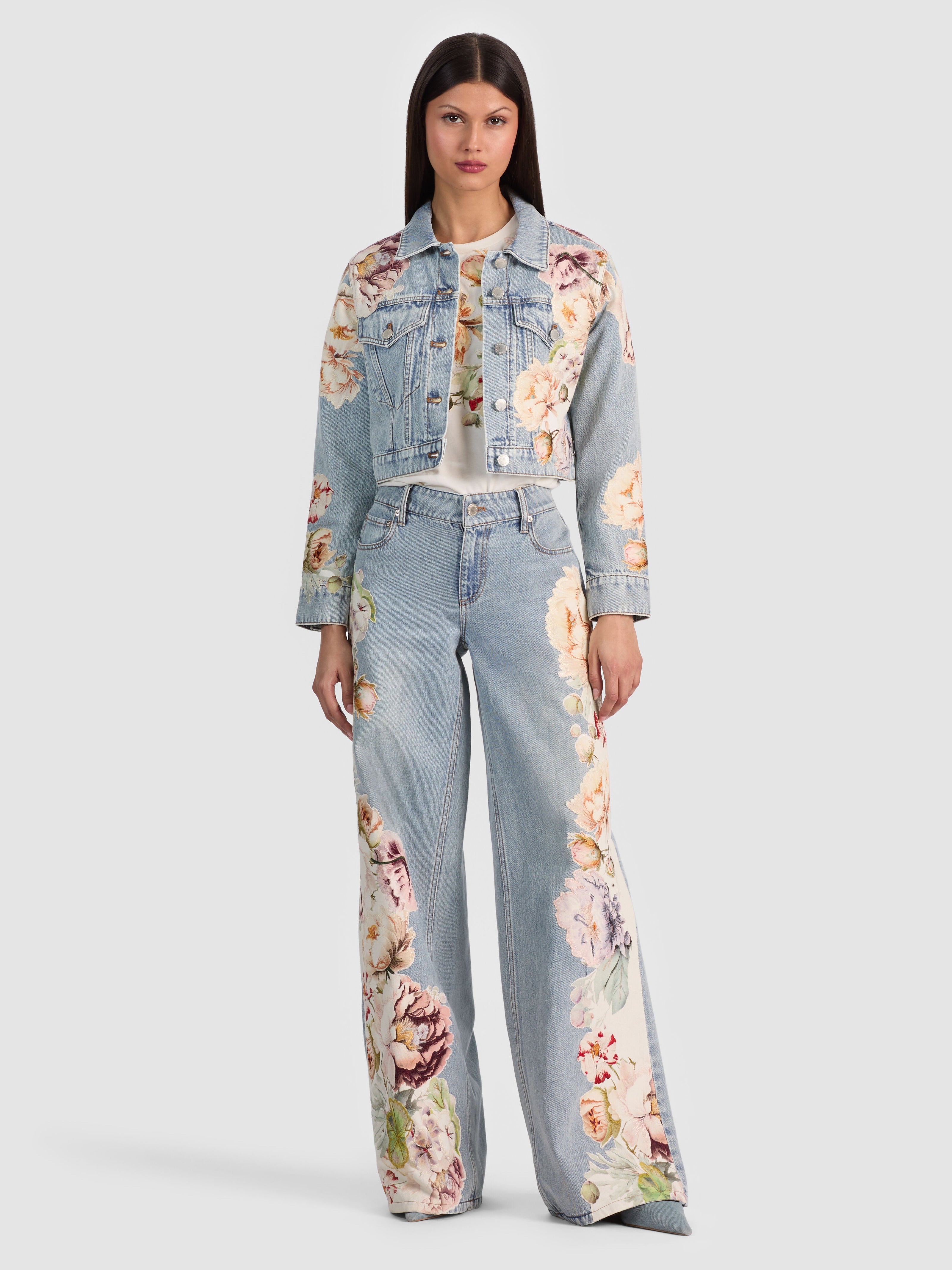 CHLOE EMBROIDERED DENIM JACKET-ALICE + OLIVIA