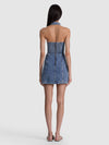 SOLANA BUCKLE DENIM HALTER MINI DRESS-ALICE + OLIVIA