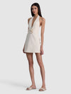 SOLANA BUCKLE DENIM HALTER MINI DRESS-ALICE + OLIVIA