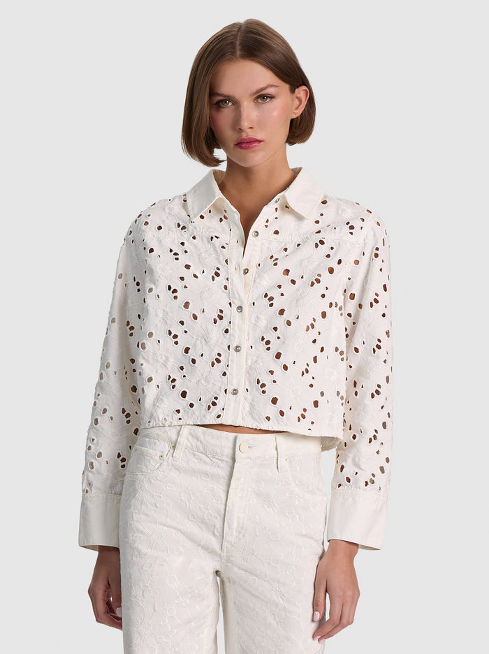 FINELY DENIM BUTTON DOWN-ALICE + OLIVIA