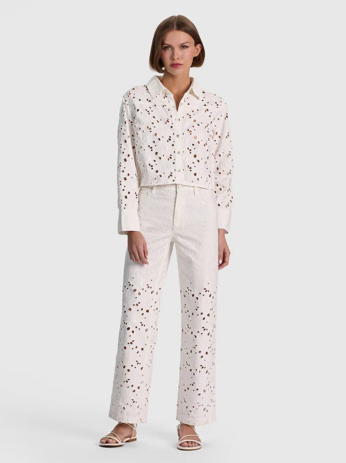 FINELY DENIM BUTTON DOWN-OFF WHITE-ALICE + OLIVIA