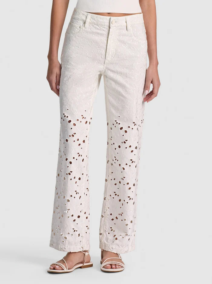 CHIC HR ANKLE LENGTH JEAN-OFF WHITE-ALICE + OLIVIA