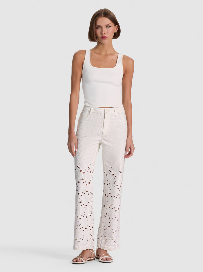CHIC LASER-CUT JEAN-OFF WHITE-ALICE + OLIVIA