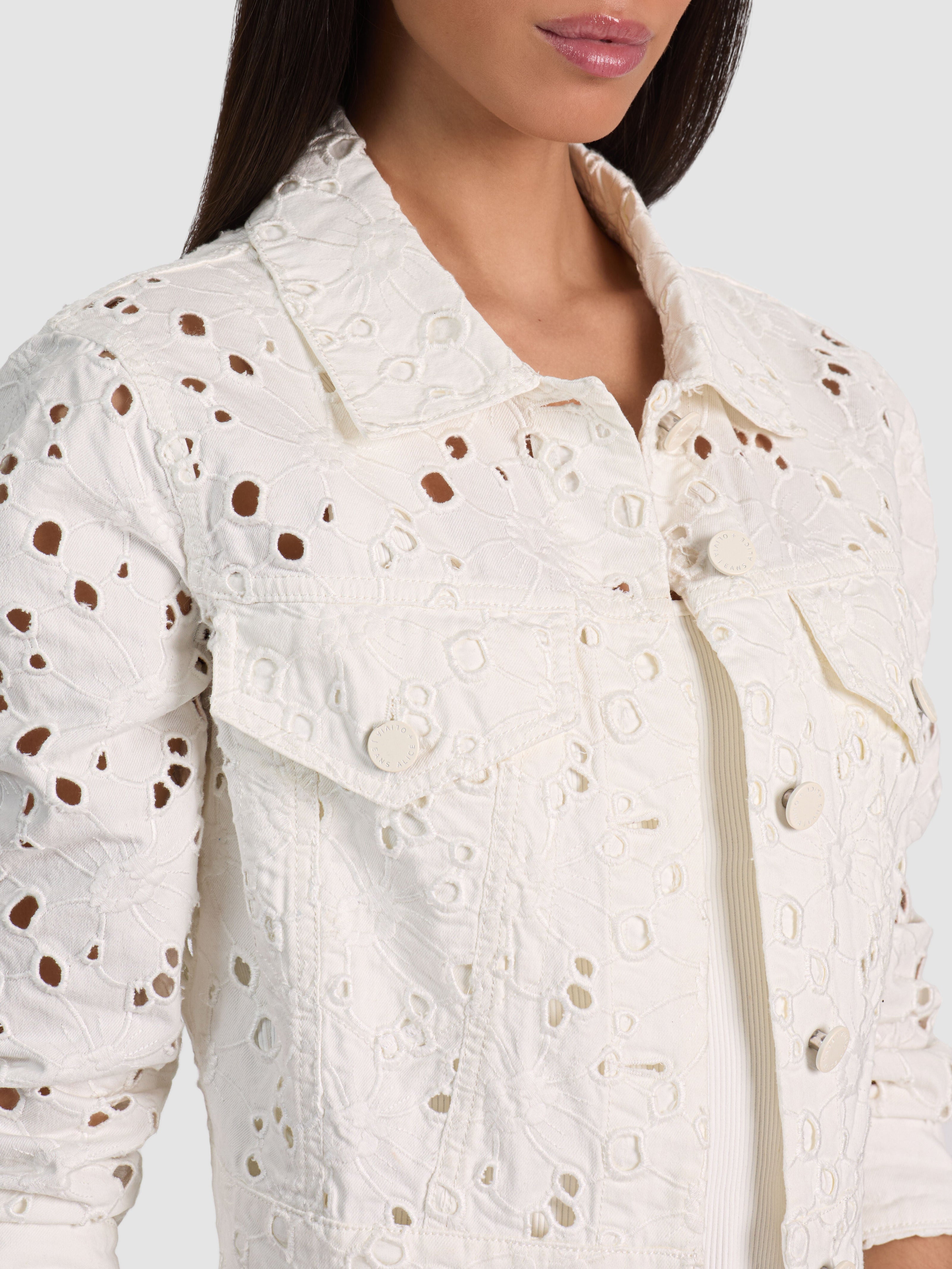 CHLOE DENIM JACKET-OFF WHITE-ALICE + OLIVIA