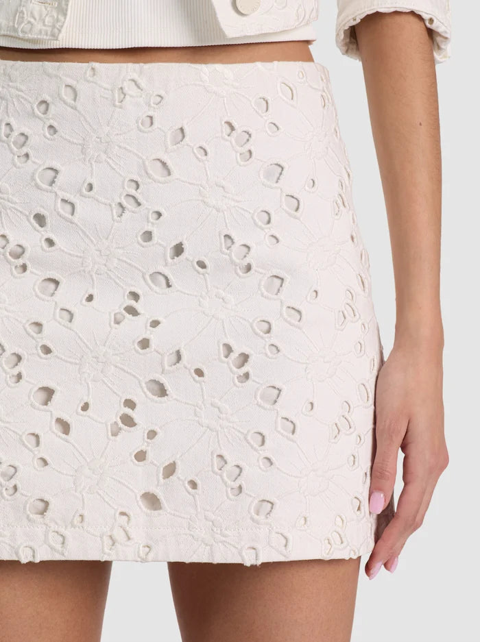RILEY DENIM MINI SKIRT-OFF WHITE-ALICE + OLIVIA