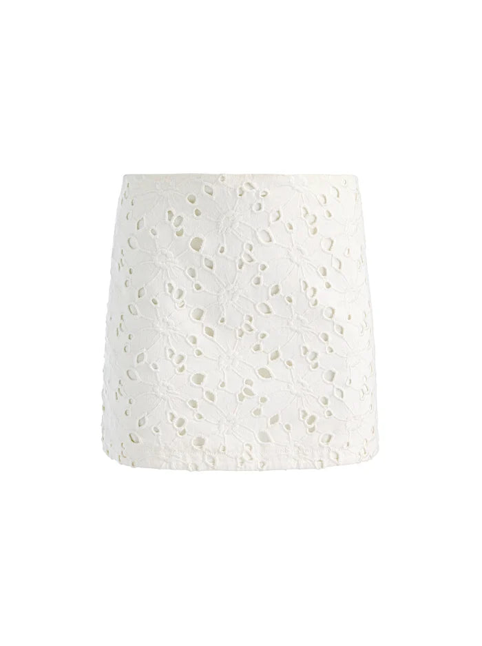 RILEY DENIM MINI SKIRT-OFF WHITE-ALICE + OLIVIA