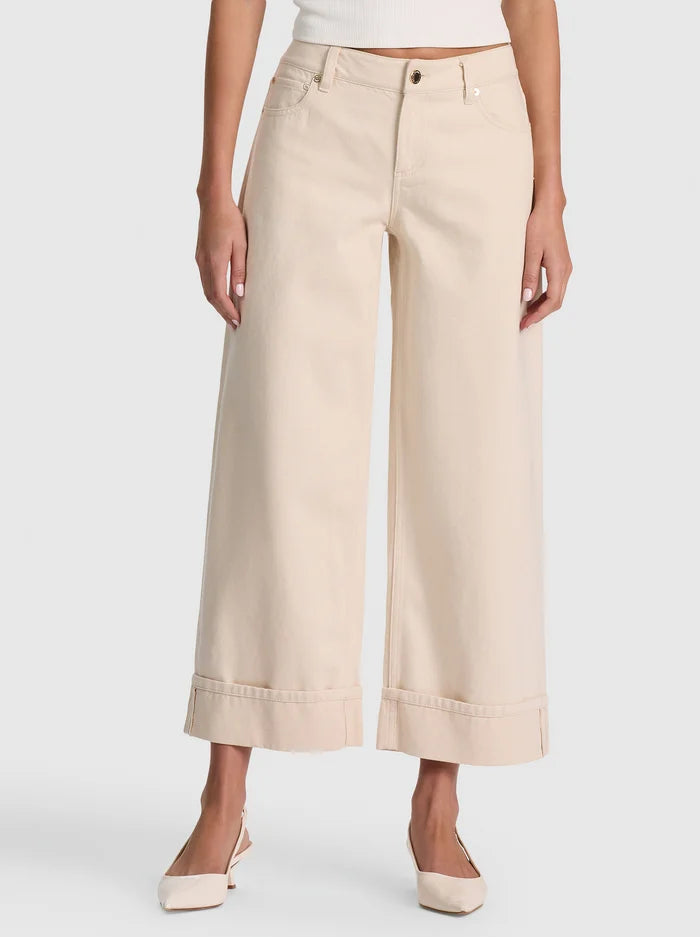 CLAYTON LR ROLL CUFF RELAXED CROPPED JEAN-NATURAL-ALICE + OLIVIA