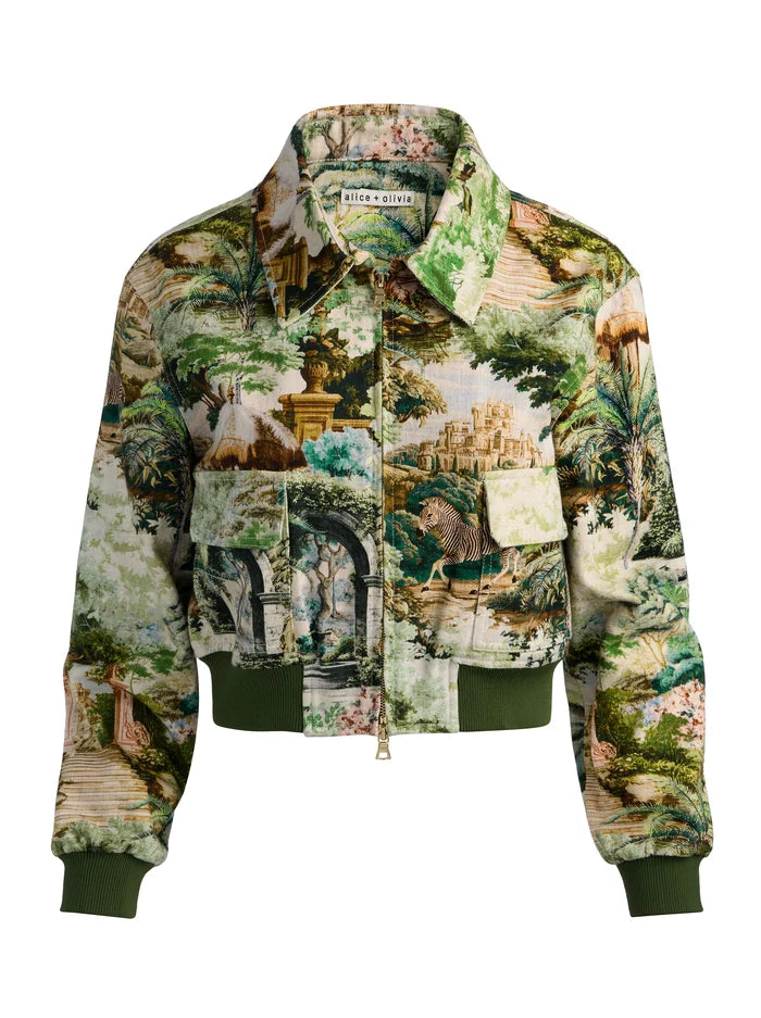 WILLARD DENIM AVIATOR JACKET-TERRAIN LG-ALICE + OLIVIA