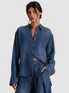 FINELY OVSZD DENIM SHIRT W PKT-ALICE + OLIVIA