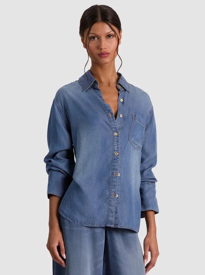 FINELY OVERSIZED DENIM BUTTON DOWN-ALICE + OLIVIA
