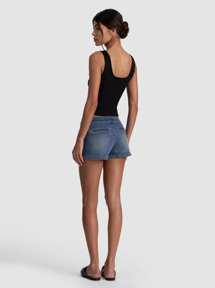 BAYLEY DENIM MINI SKORT-FLORENCE VINTAGE BLUE-ALICE + OLIVIA