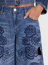 SIDNEY LR EMBR CUTOUT ULTRA BAGGY JEAN-ALICE + OLIVIA