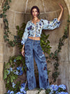 SIDNEY LR EMBR CUTOUT ULTRA BAGGY JEAN-ALICE + OLIVIA