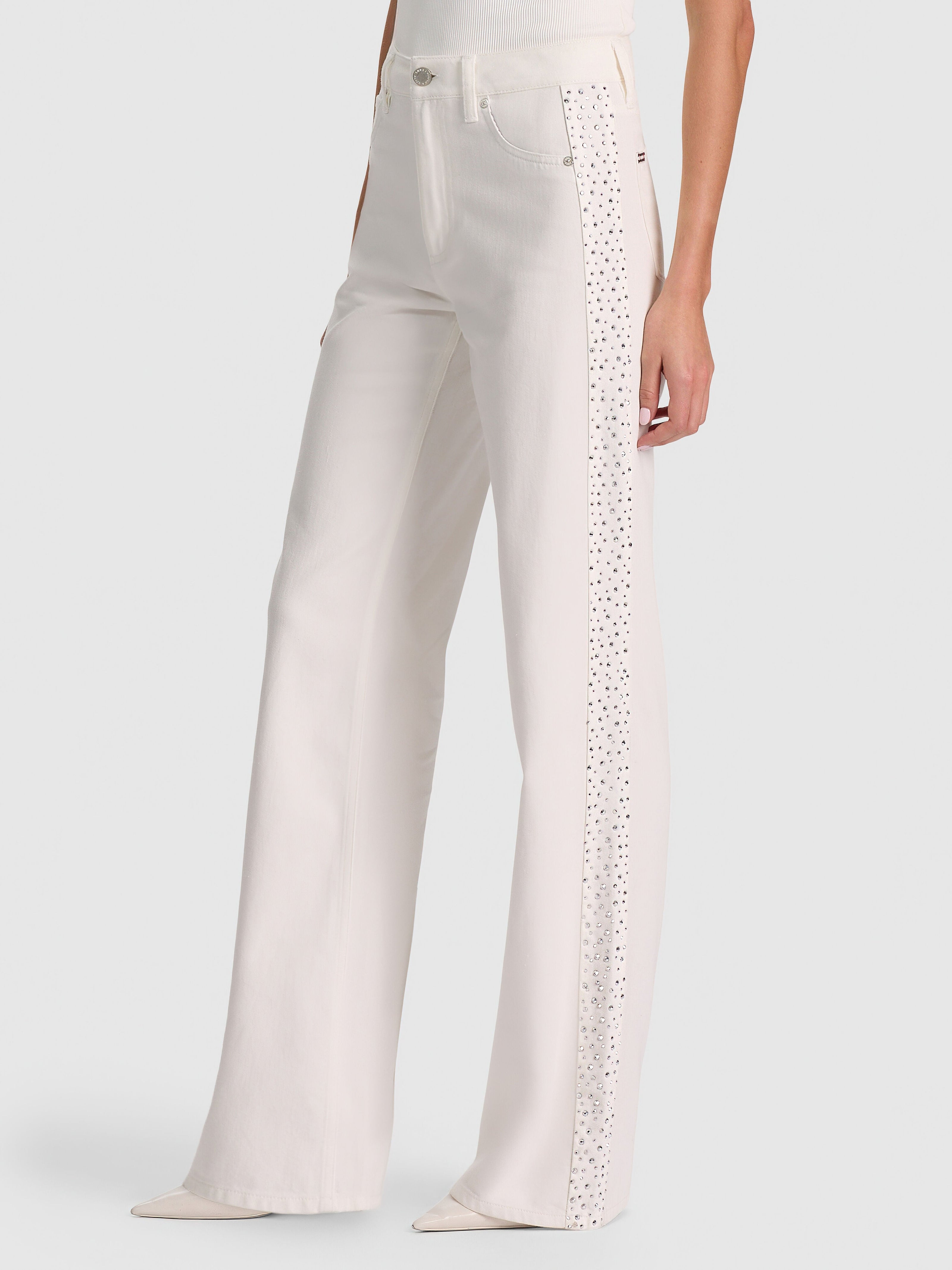 CHIC EMBELLISHED JEAN-BROOKLYN BLUE/HEMATITE-ALICE + OLIVIA