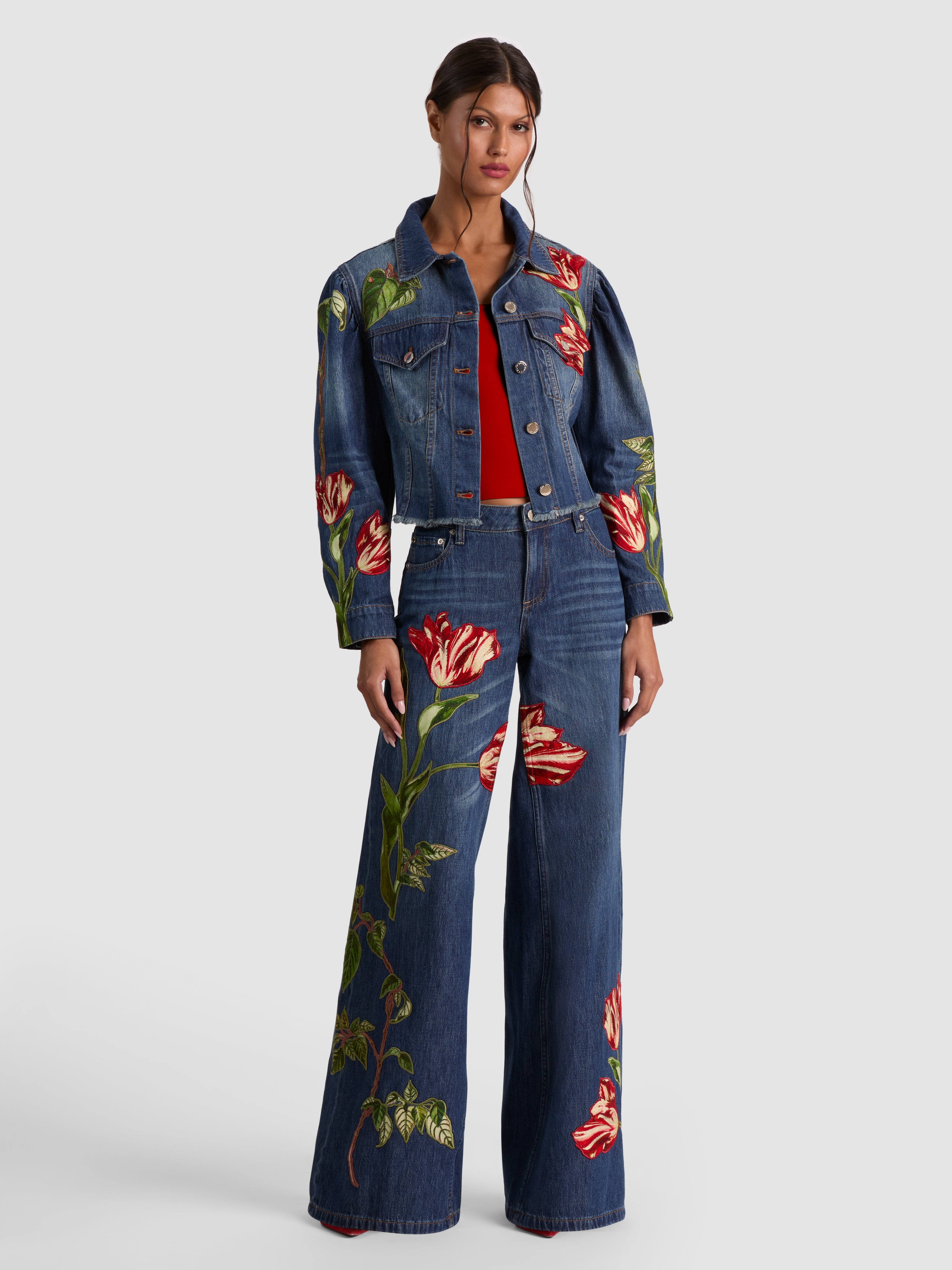 AMAZING EMBROIDERED JEAN-ALICE + OLIVIA