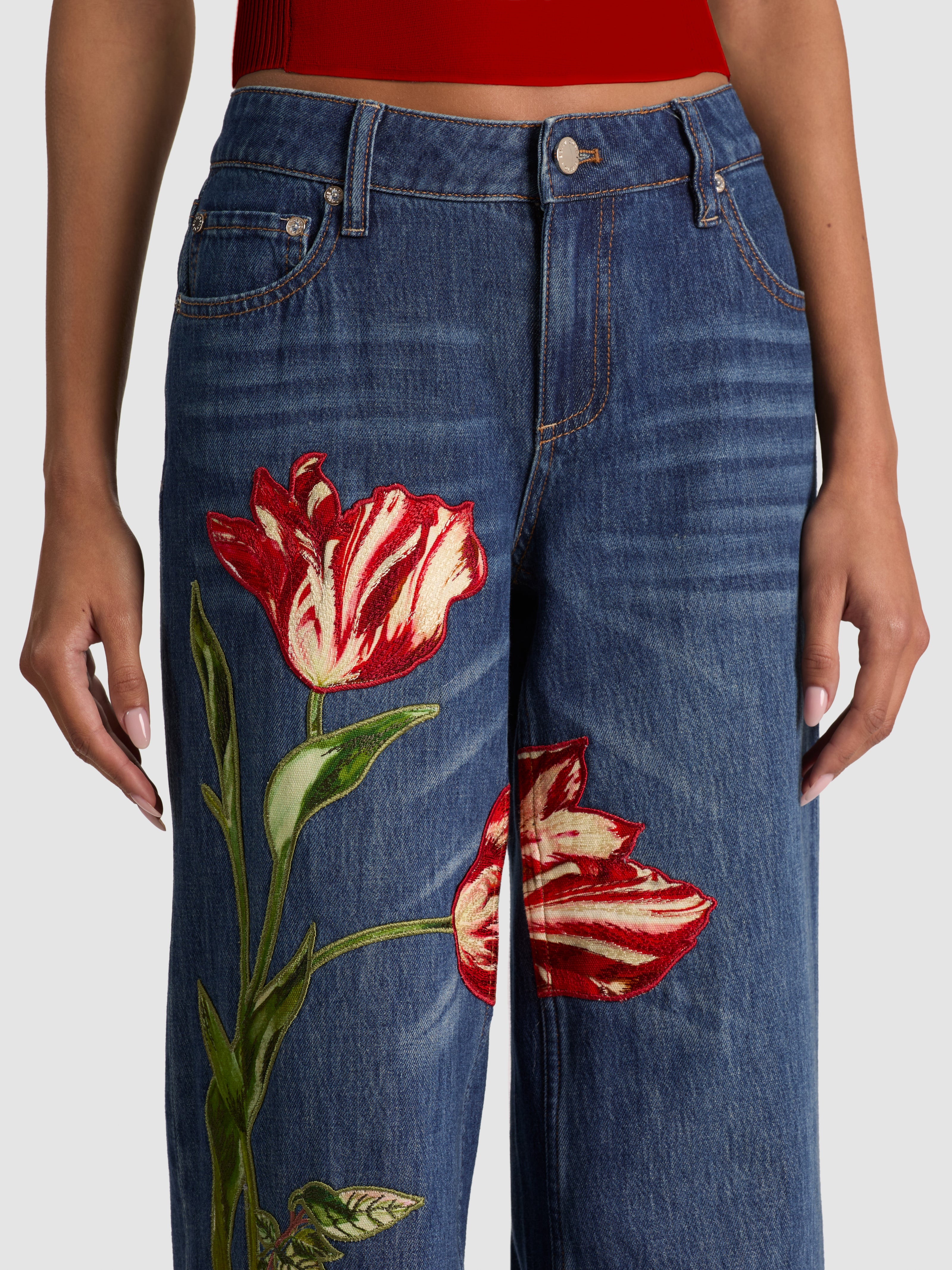 AMAZING EMBROIDERED JEAN-ALICE + OLIVIA