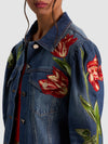 ELIJAH EMBROIDERED DENIM JACKET- FREYJA BLUE/SOFT TULIP-ALICE + OLIVIA