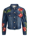 ELIJAH EMBROIDERED DENIM JACKET- FREYJA BLUE/SOFT TULIP-ALICE + OLIVIA