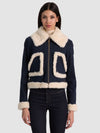ISAIAH FAUX SHEARLING DENIM AVIATOR JACKET-ALICE + OLIVIA