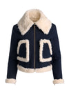 ISAIAH FAUX SHEARLING DENIM AVIATOR JACKET-ALICE + OLIVIA