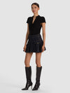 TRINITY DENIM RUFFLE SKIRT-DARK RINSE-ALICE + OLIVIA