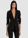MACEY EMBELL NOTCH COLLAR FITTED DENIM BLAZER-ALICE + OLIVIA