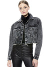 CROPPED PUFF SLEEVE JACKET-ACID BLACK-ALICE + OLIVIA