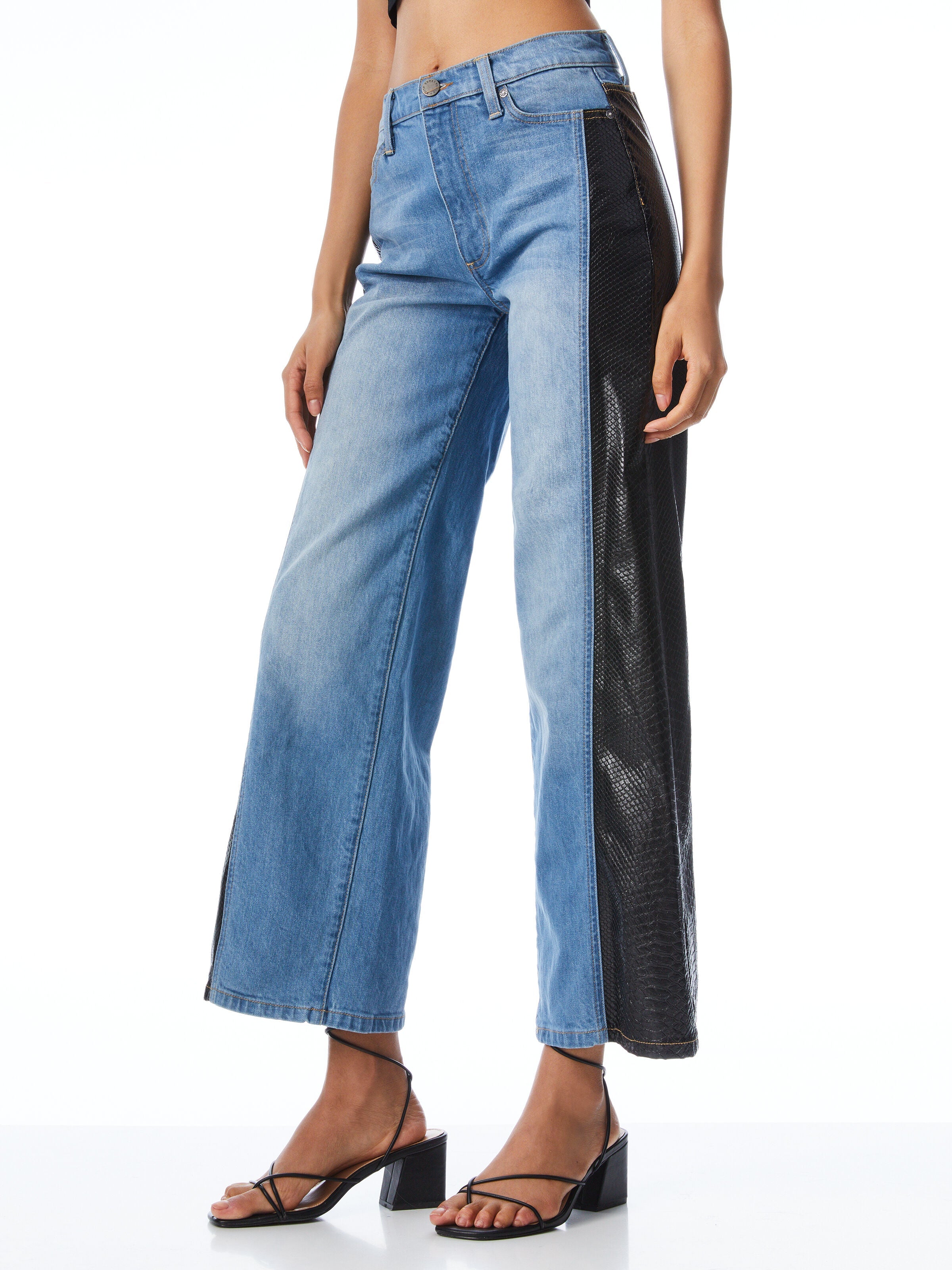 MAX VEGAN LEATHER COMBO PANT-BEST INTENTIONS/BLK-ALICE + OLIVIA