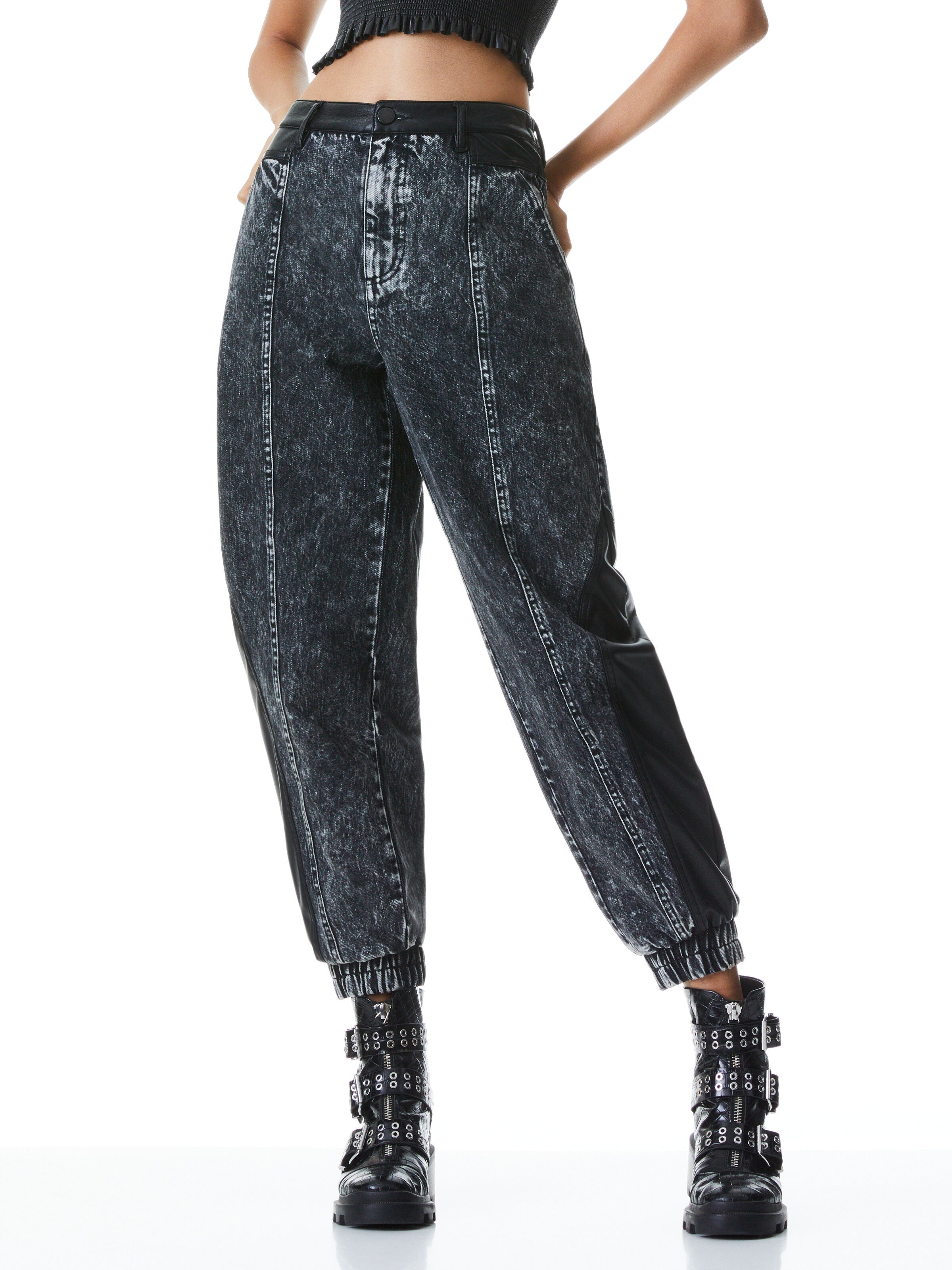 JENNY VEGAN LEATHER COMBO JEAN-ACID BLACK-ALICE + OLIVIA