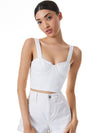 JEANNA DENIM BUSTIER CROP TOP-ALICE + OLIVIA