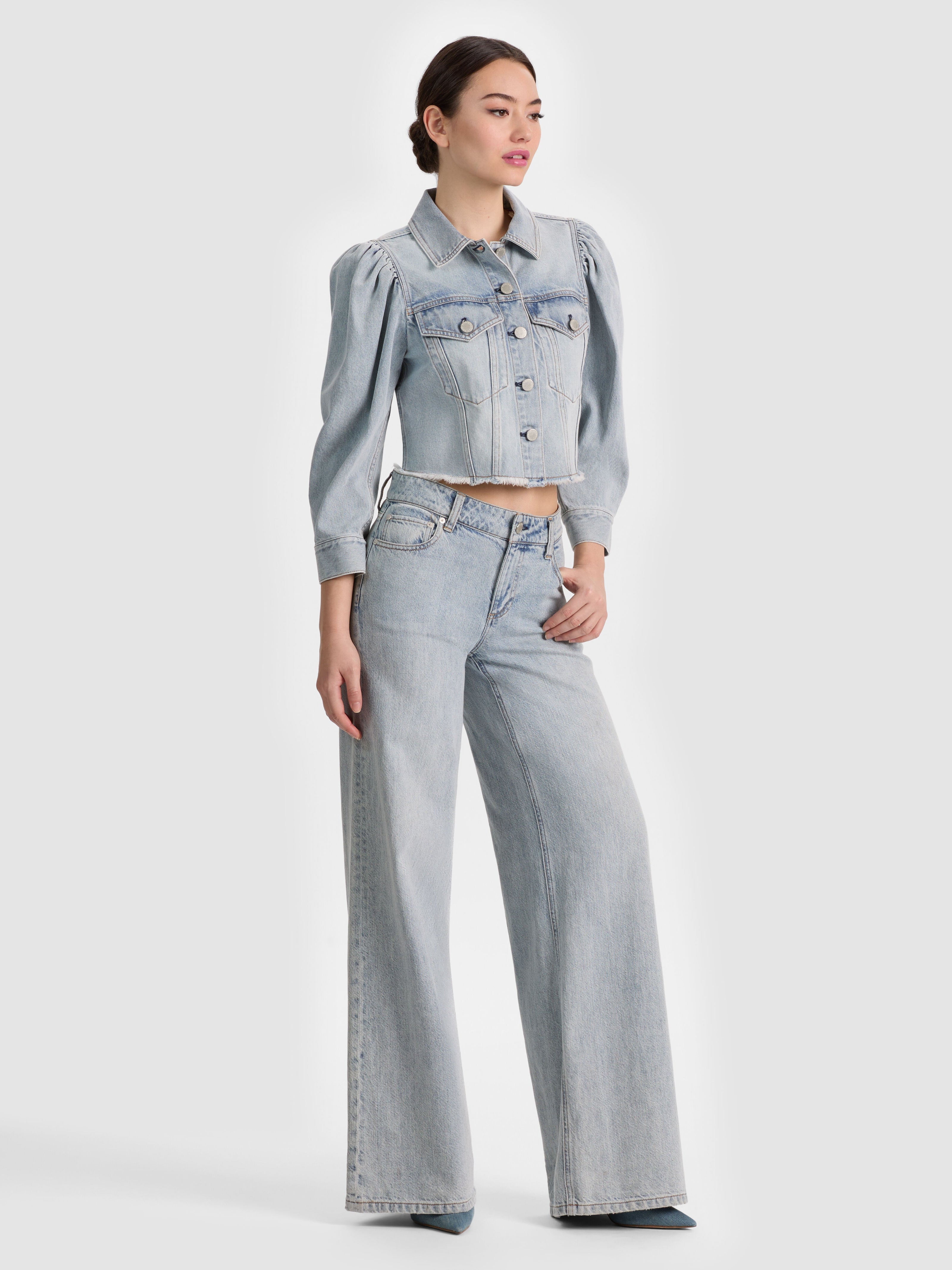 LANA DENIM JACKET-ROCKSTAR BLUE-ALICE + OLIVIA