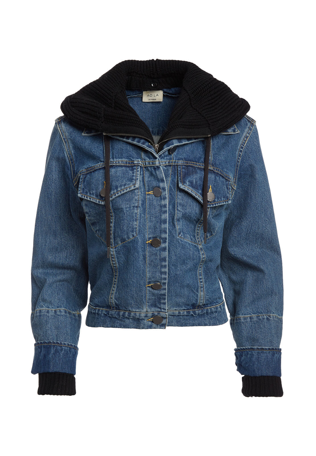 RUMOR HOODIE JEAN JACKET-VINTAGE WASH/BLACK-ALICE + OLIVIA