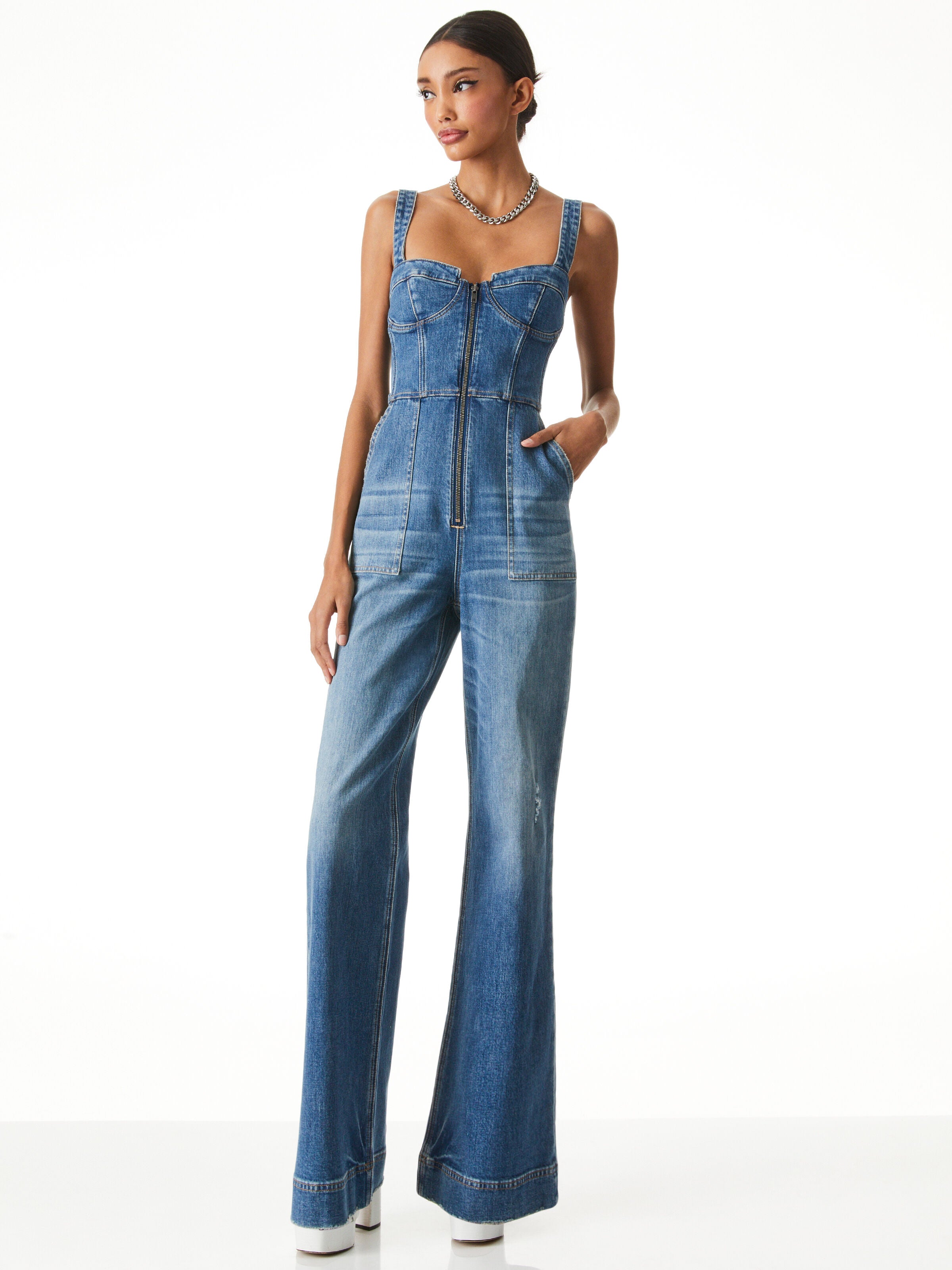 LOVETTA DENIM WIDE LEG JUMPSUIT