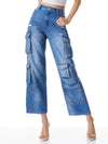 LUIS DENIM CARGO PANT-PASADENA BLUE-ALICE + OLIVIA