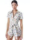 GORGEOUS DENIM ROMPER WITH TIE BELT-OFF WHITE MULTI-ALICE + OLIVIA