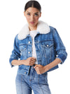 TOBIAS CROPPED DENIM JACKET WITH FAUX FUR-PASADENA BLUE-ALICE + OLIVIA