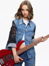 JEFF EMBELLISHED LACE SLEEVE DENIM JACKET-ALICE + OLIVIA