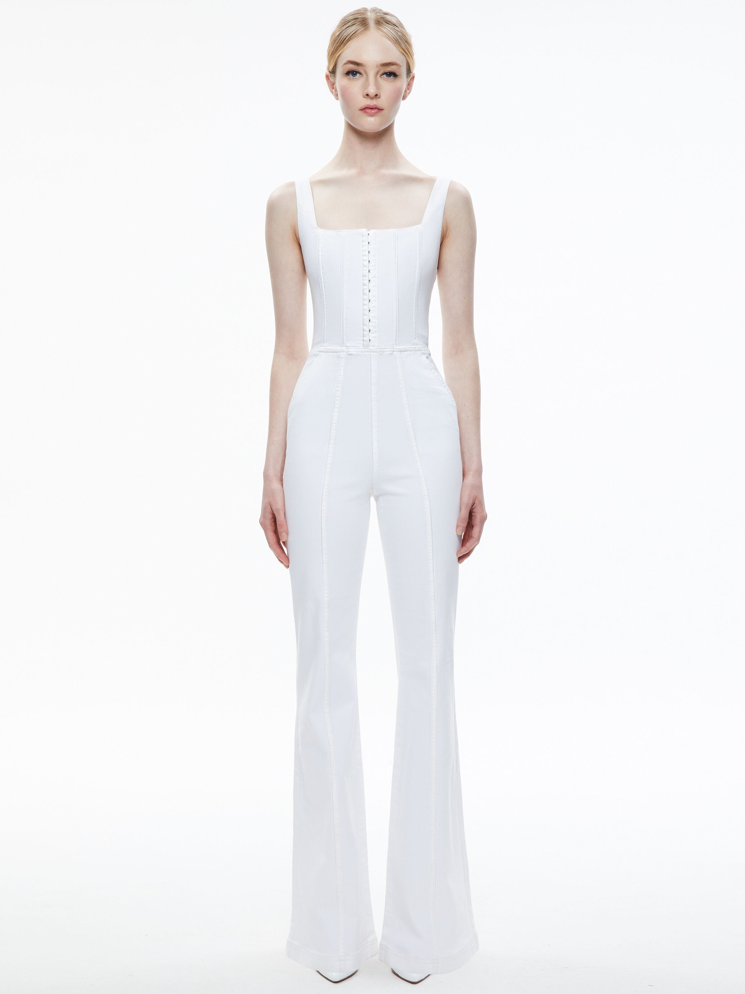 CHELS DENIM CORSET SLEEVELESS JUMPSUIT-ALICE + OLIVIA