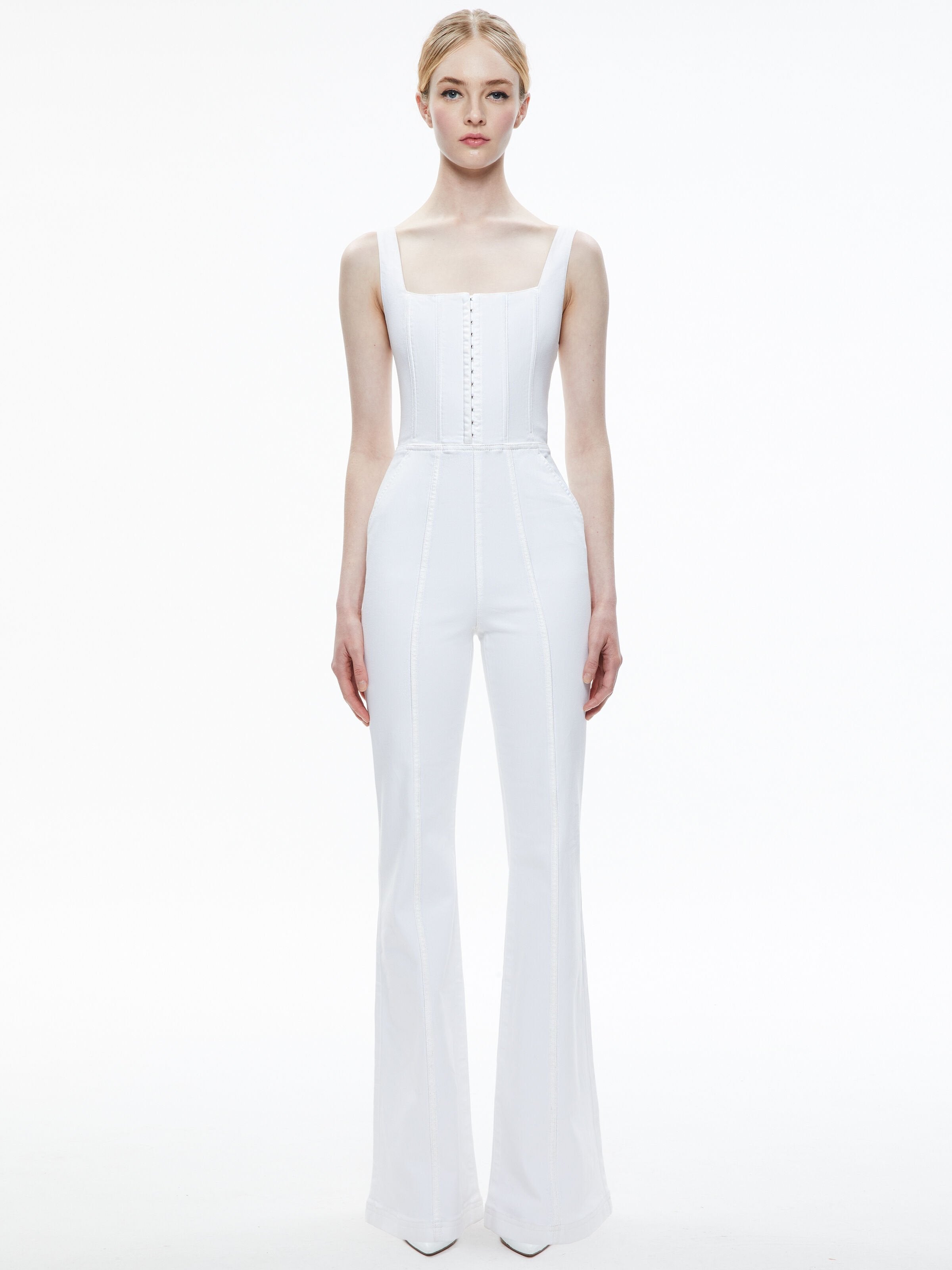 CHELS DENIM CORSET SLEEVELESS JUMPSUIT-ALICE + OLIVIA