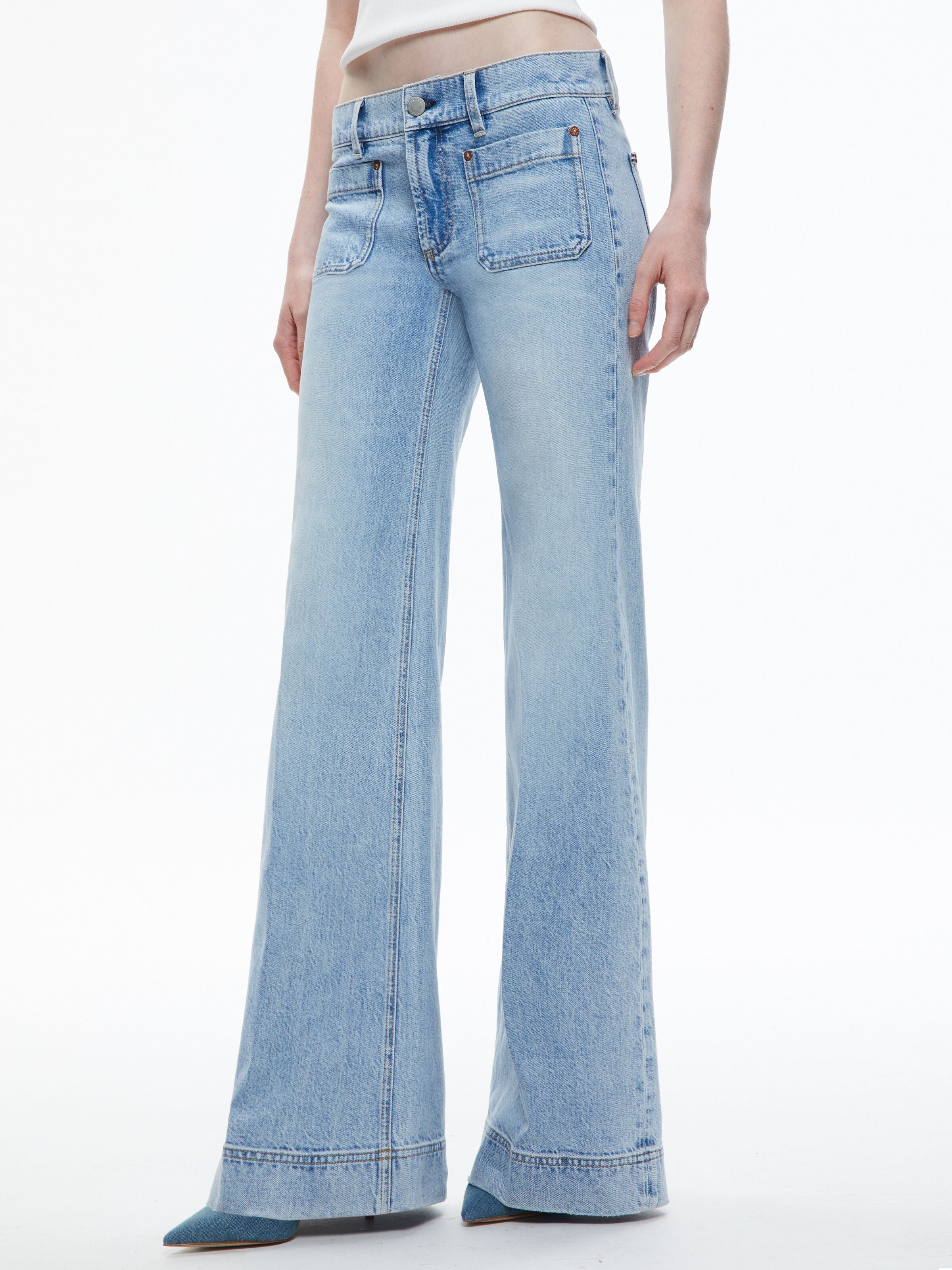 BRIAN PATCH POCKET WIDE LEG JEAN-ROCKSTAR BLUE-ALICE + OLIVIA