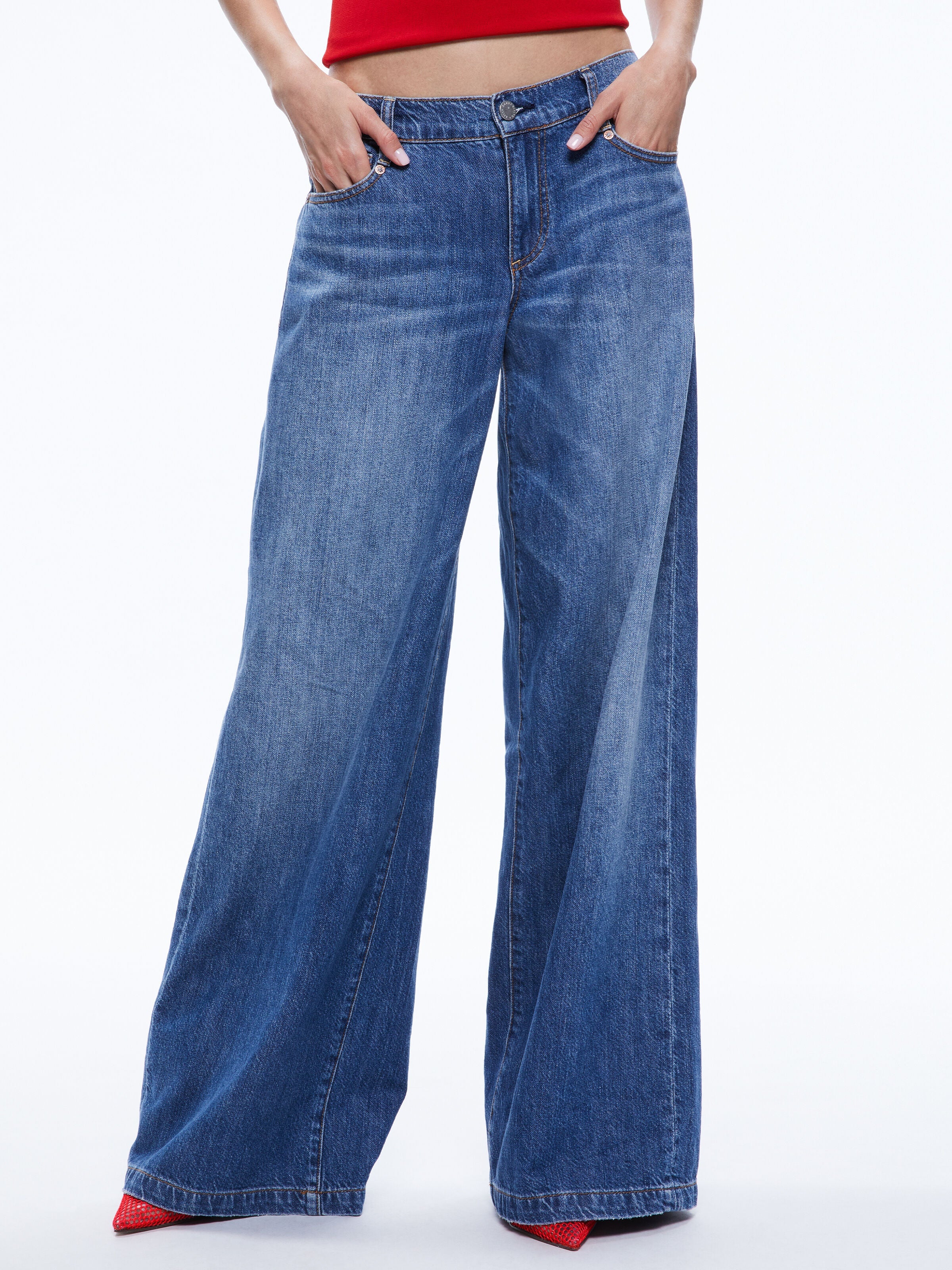 CHAZ LOW RISE BAGGY WIDE LEG JEANS-ALICE + OLIVIA