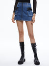 RAHMI VEGAN LEATHER CARGO DENIM MINI SKIRT-ALICE + OLIVIA